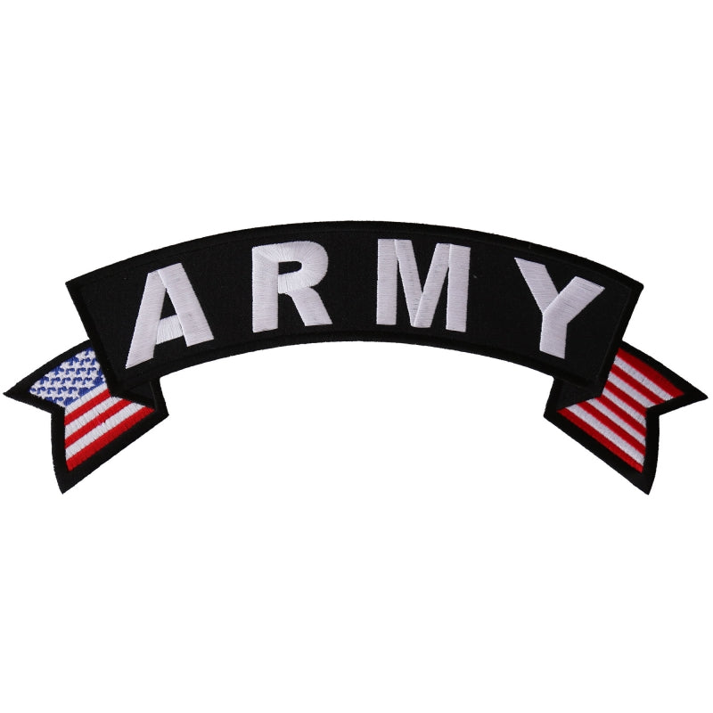 Rocker Patch Set (Top and Bottom), Embroidered Motorcycle Patches (Iron-On or Sew-On), Army Combat Vet, Military Veteran, 11" x 4" Each