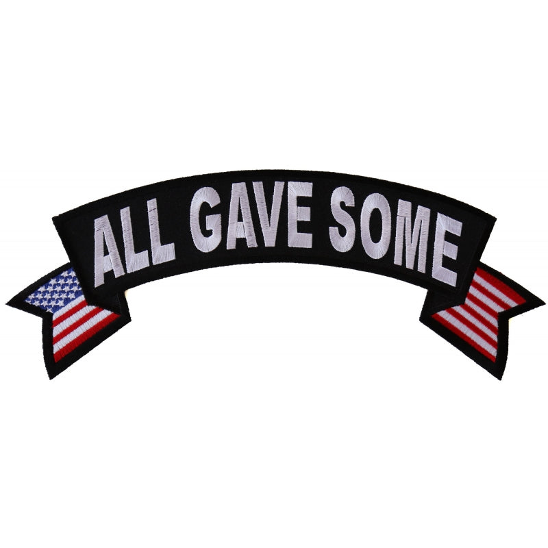 Rocker Patch Set (Top and Bottom), Embroidered Motorcycle Patches (Iron-On or Sew-On), All Gave Some Combat Vet, Military Veteran, 11" x 4" Each