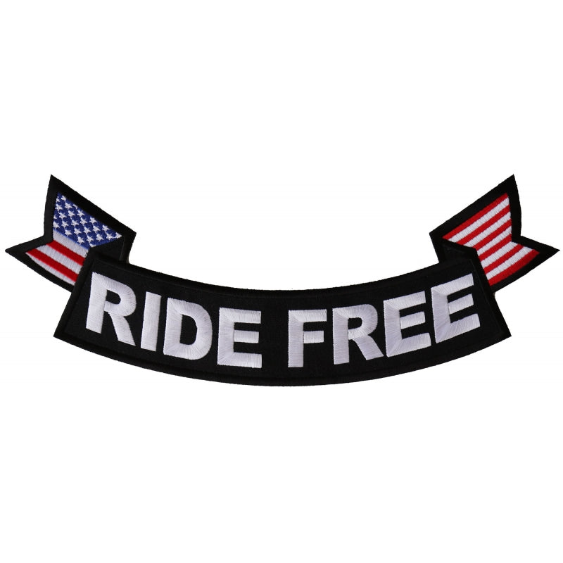 Rocker Patch Set (Top and Bottom), Embroidered Motorcycle Patches (Iron-On or Sew-On), Lady Vet Ride Free, Military Veteran, 11" x 4" Each
