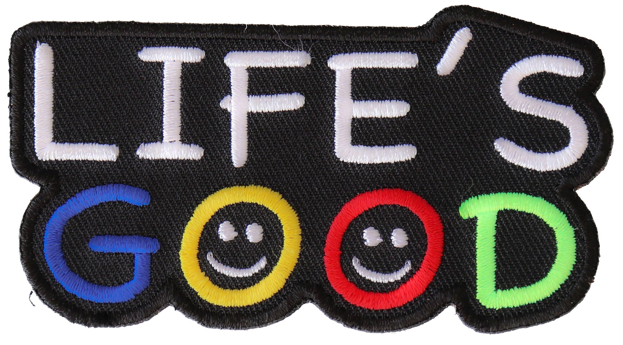 Patch, Embroidered Patch (Iron-On or Sew-On), Life Is Good Morale Patch, Positive Love Good Vibes Only, 3.5" x 1.5"