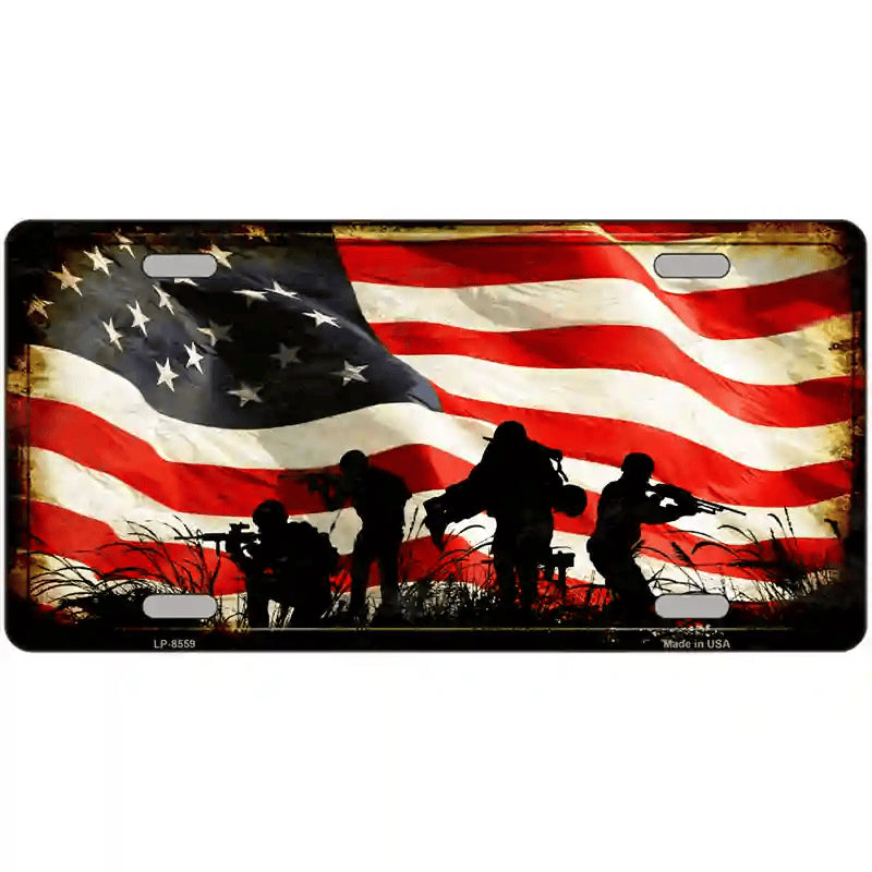 License Plate, Metal Vanity Tag Cover, American Freedom Fighters Novelty 12"x6"