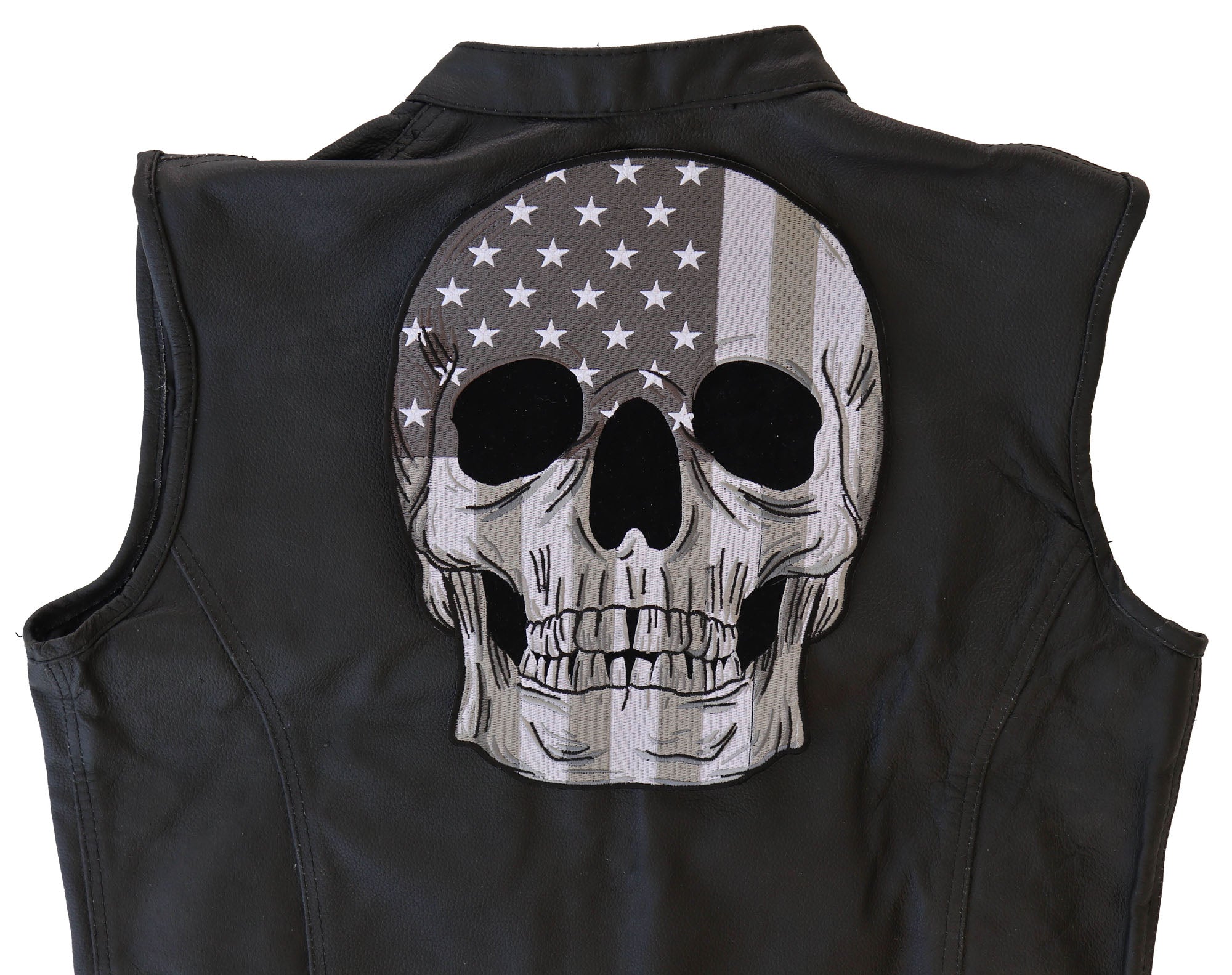 Back Patch (Iron-On/Sew-On) American Flag Skull Large Patch, Biker, Bike Life, Alpha 9.25"x12"