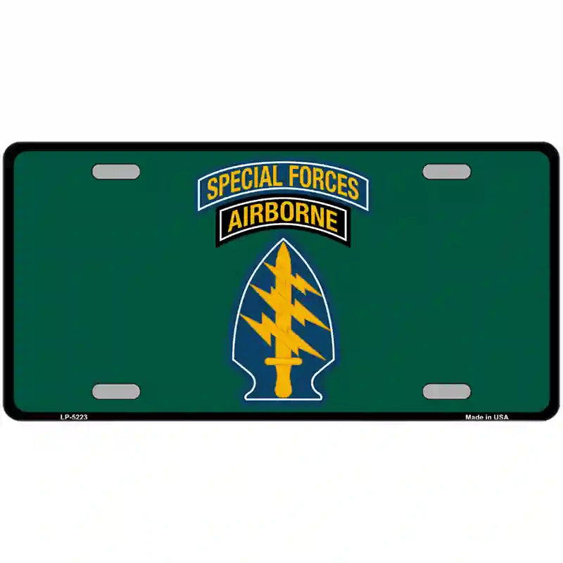 License Plate, Metal Vanity Tag Cover, Special Forces Novelty 12"x6"