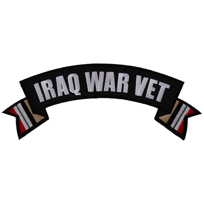 Patch, Embroidered Patch (Iron-On or Sew-On), Large Top Rocker Back Patch, Iraq War Vet With Flags (Military), 11" x 4.5"