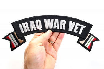 Patch, Embroidered Patch (Iron-On or Sew-On), Large Top Rocker Back Patch, Iraq War Vet With Flags (Military), 11