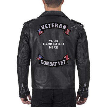 Rocker Patch Set (Top and Bottom), Embroidered Motorcycle Patches (Iron-On or Sew-On), Veteran Combat Vet, Military Veteran, 11
