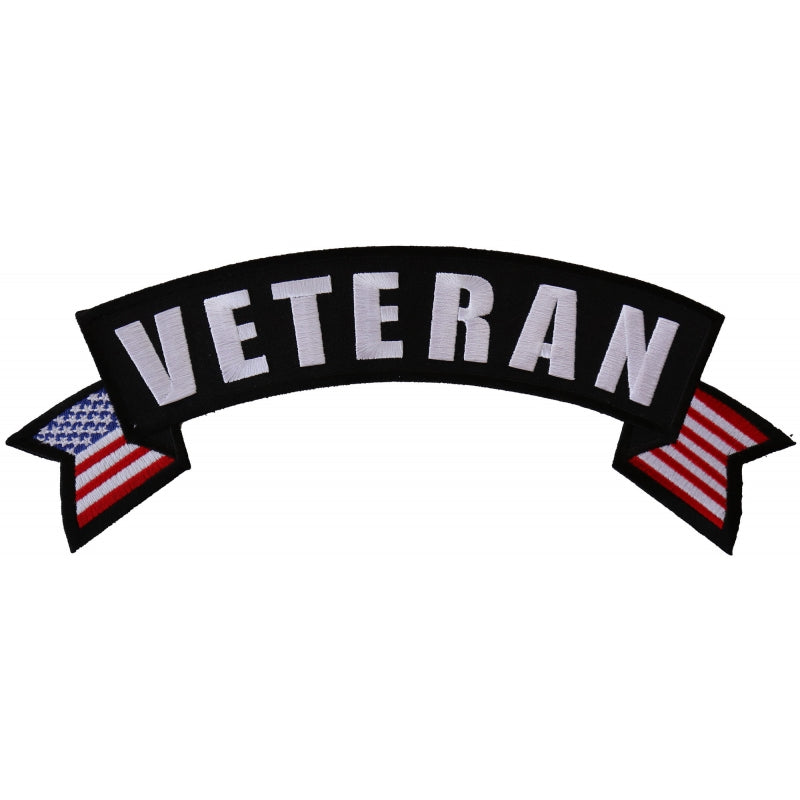 Rocker Patch Set (Top and Bottom), Embroidered Motorcycle Patches (Iron-On or Sew-On), Veteran Combat Vet, Military Veteran, 11" x 4" Each