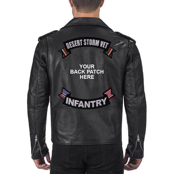Rocker Patch Set (Top and Bottom), Embroidered Motorcycle Patches (Iron-On or Sew-On), Operation Desert Storm Vet Infantry, Military Veteran, 11
