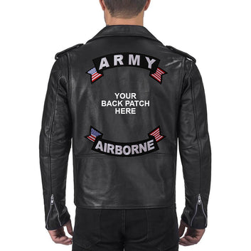 Rocker Patch Set (Top and Bottom), Embroidered Motorcycle Patches (Iron-On or Sew-On), Army Airborne, Military Vet, 11