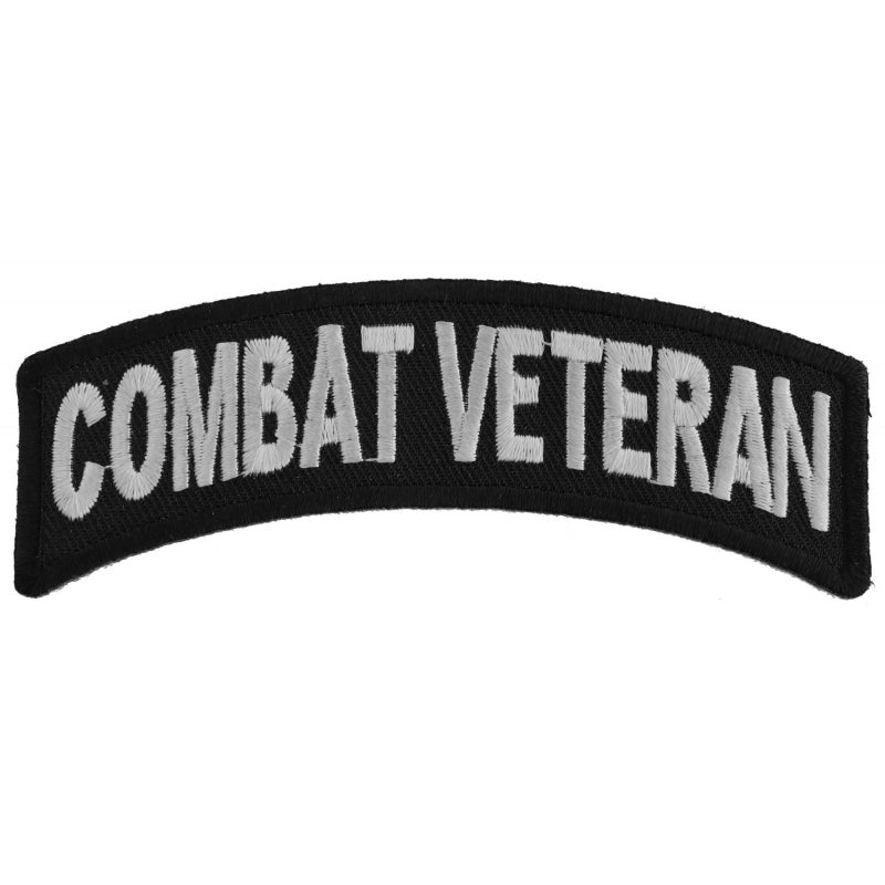 Patch, Small Embroidered Rocker (Iron-On or Sew-On), Combat Veteran Military Vet, 4" x 1.5" Arch