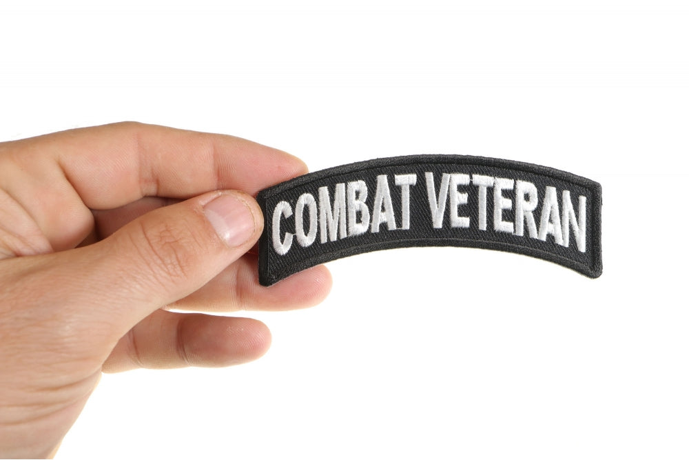 Patch, Small Embroidered Rocker (Iron-On or Sew-On), Combat Veteran Military Vet, 4" x 1.5" Arch