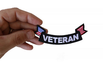 Patch, Small Embroidered Rocker (Iron-On or Sew-On), Veteran United States Flag Military, 4