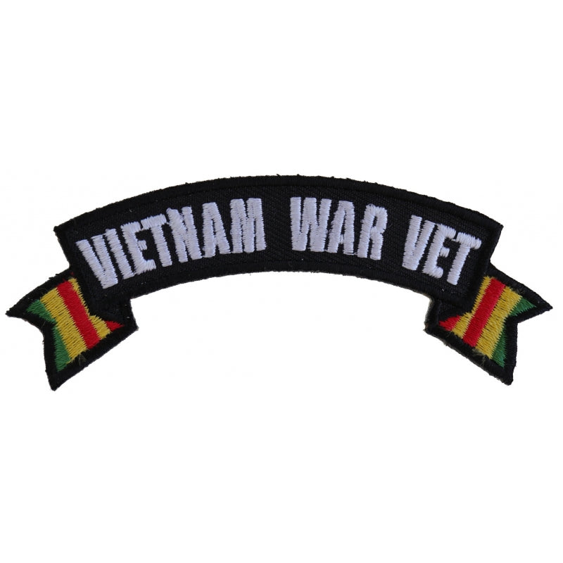 Patch, Small Embroidered Rocker (Iron-On or Sew-On), Vietnam War Vet Service Ribbon Military, 4" x 1.5" Arch