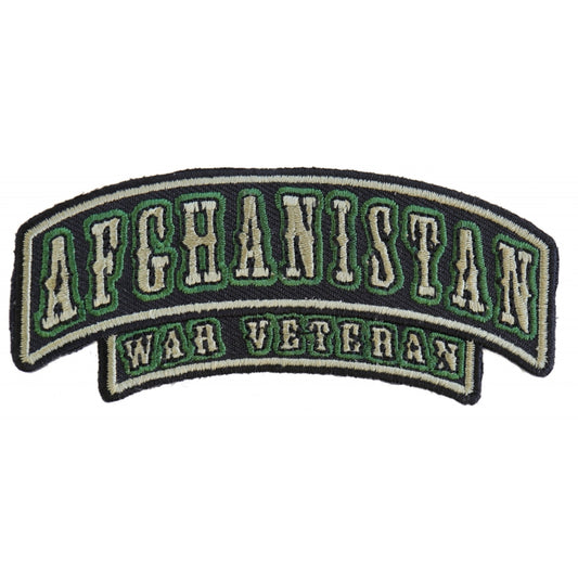 Patch, Small Embroidered Rocker (Iron-On or Sew-On), Afghanistan War Veteran Green, Black, Tan, 3.75