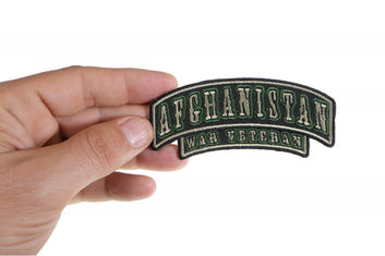 Patch, Small Embroidered Rocker (Iron-On or Sew-On), Afghanistan War Veteran Green, Black, Tan, 3.75
