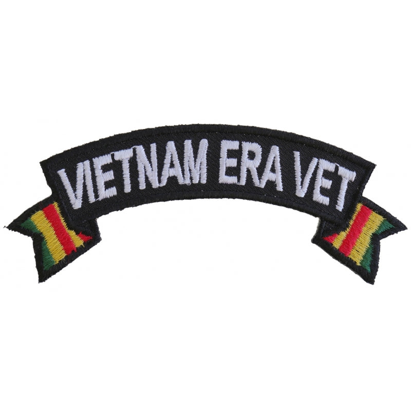 Patch, Small Embroidered Rocker (Iron-On or Sew-On), Vietnam Era Vet Service Ribbon Military, 4" x 1.5" Arch