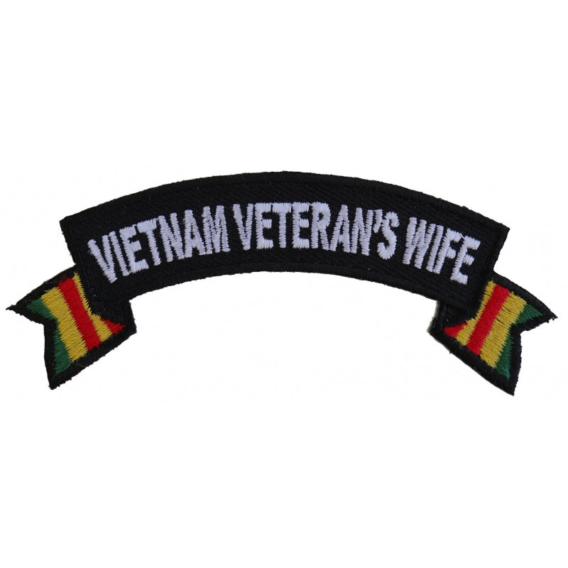 Patch, Small Embroidered Rocker (Iron-On or Sew-On), Vietnam Veteran's Wife Military, 4" x 1.5" Arch