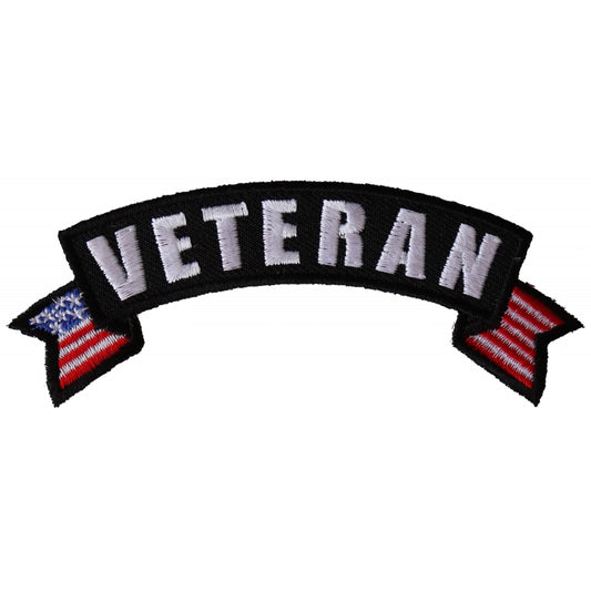 Patch, Small Embroidered Rocker (Iron-On or Sew-On), Veteran United States Flag, 4