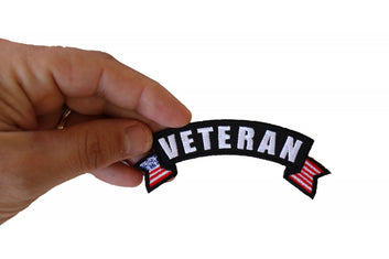 Patch, Small Embroidered Rocker (Iron-On or Sew-On), Veteran United States Flag, 4