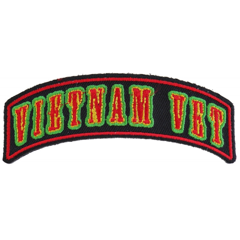 Patch, Small Embroidered Rocker (Iron-On or Sew-On), Vietnam Vet Service Ribbon Campaign Colors, 3.75" x 1.75" Arch