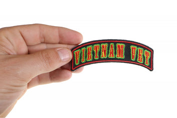 Patch, Small Embroidered Rocker (Iron-On or Sew-On), Vietnam Vet Service Ribbon Campaign Colors, 3.75