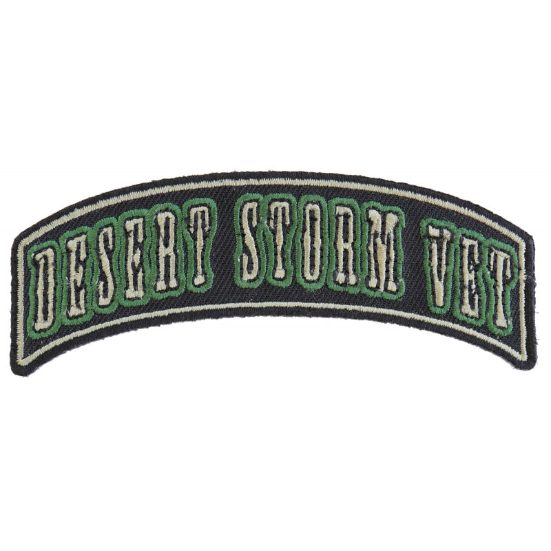 Patch, Small Embroidered Rocker (Iron-On or Sew-On), Desert Storm Vet Military, 3.75" x 1.5" Arch