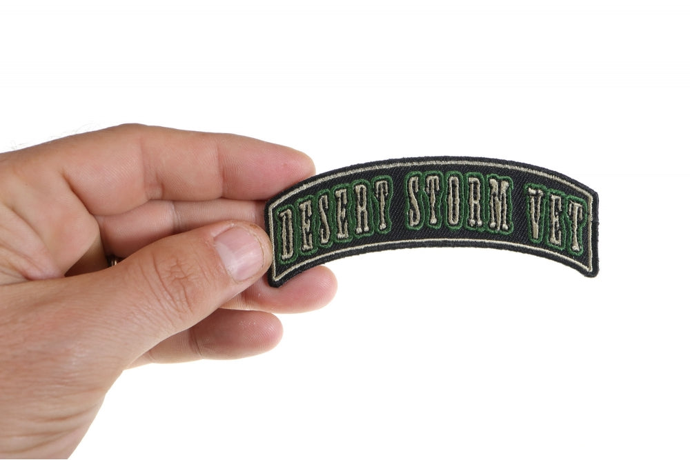 Patch, Small Embroidered Rocker (Iron-On or Sew-On), Desert Storm Vet Military, 3.75" x 1.5" Arch