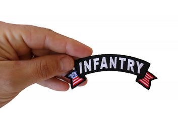 Patch, Small Embroidered Rocker (Iron-On or Sew-On), Infantry Military Vet United States Flag, 4