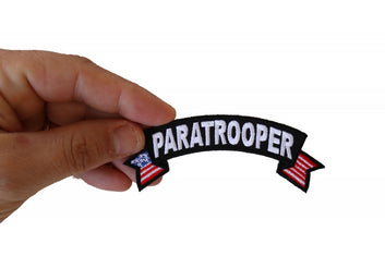 Patch, Small Embroidered Rocker (Iron-On or Sew-On), Paratrooper Military Vet United States Flag, 4