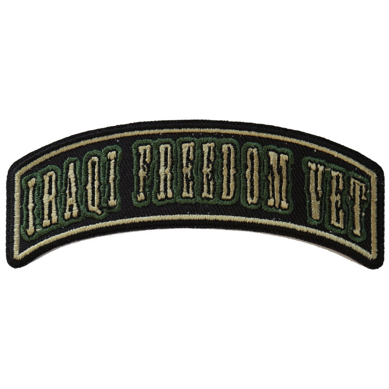 Patch, Small Embroidered Rocker (Iron-On or Sew-On), Iraqi Freedom Vet, 3.75" x 1.5" Arch