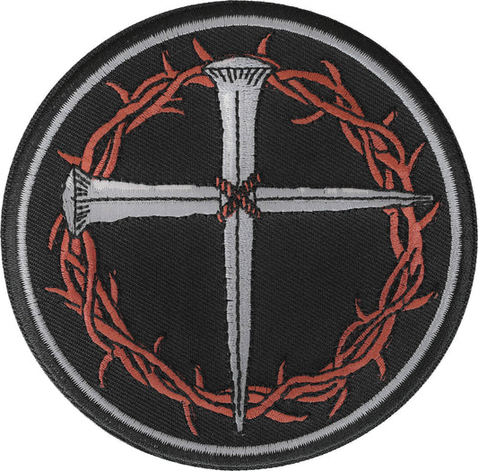 Nail Cross With Thorns, Christian, Jesus Christ, God, Religious, Sew-On/Iron-On Patch, 4