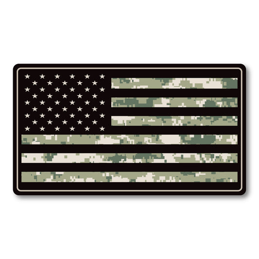 Bumper Magnet-Mini Green Camo American Flag Magnet 4.3