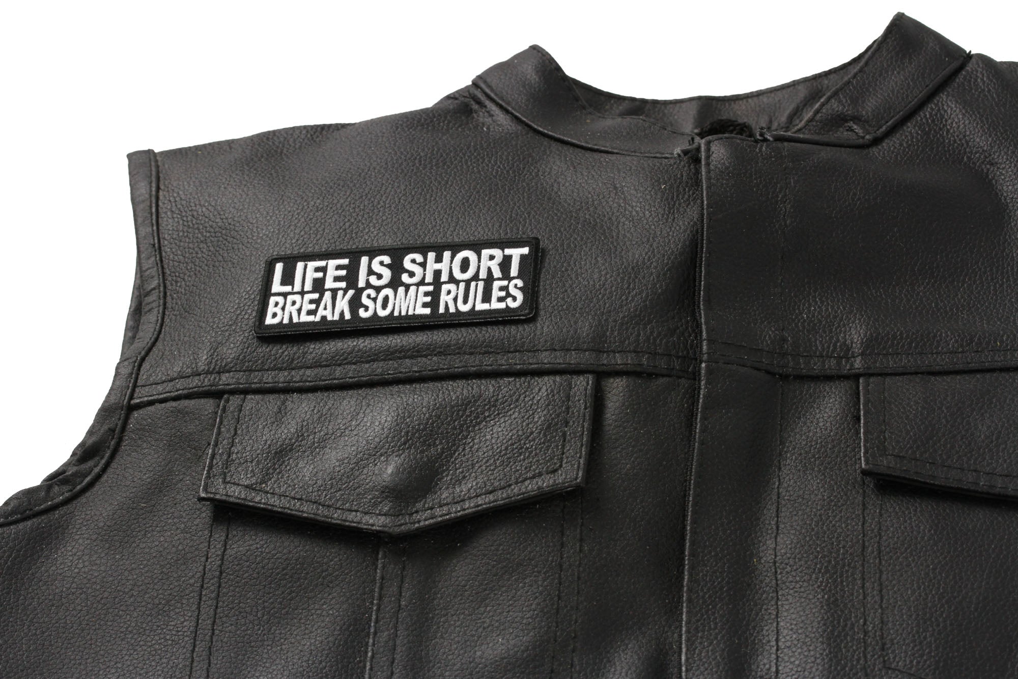 Patch, Embroidered Patch (Iron-On or Sew-On), Life Is Short Break Some Rules Patch, Morale Love, Live Fullest, Happy Patch, 4" x 1.5"