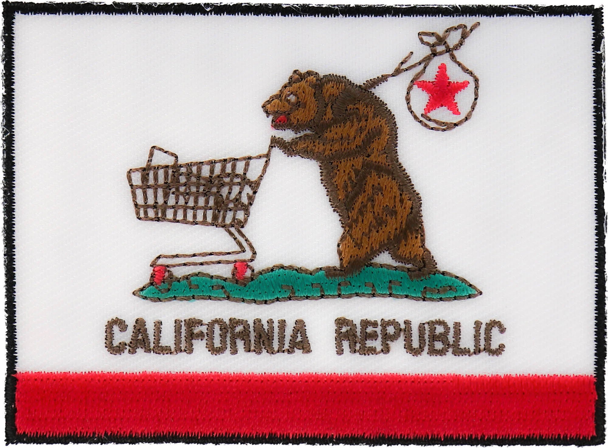 Patch, Embroidered Patch (Iron-On or Sew-On), Homeless California Flag Patch, Californian Surviving Golden State Struggle, Lost , 3" x 2"