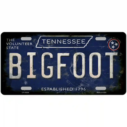 License Plate, Metal Vanity Tag Cover, Bigfoot Tennessee Novelty 12