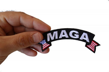 Patch, Small Embroidered Rocker (Iron-On or Sew-On), MAGA Trump 2024 Make America Great Again United States Flags, 4