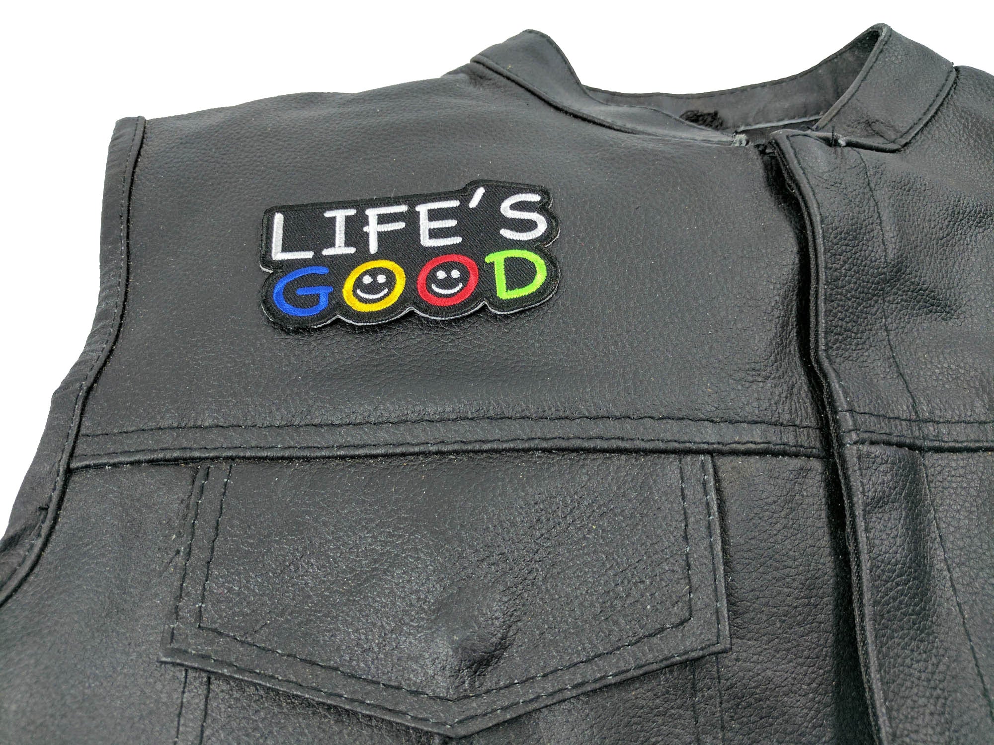 Patch, Embroidered Patch (Iron-On or Sew-On), Life Is Good Morale Patch, Positive Love Good Vibes Only, 3.5" x 1.5"