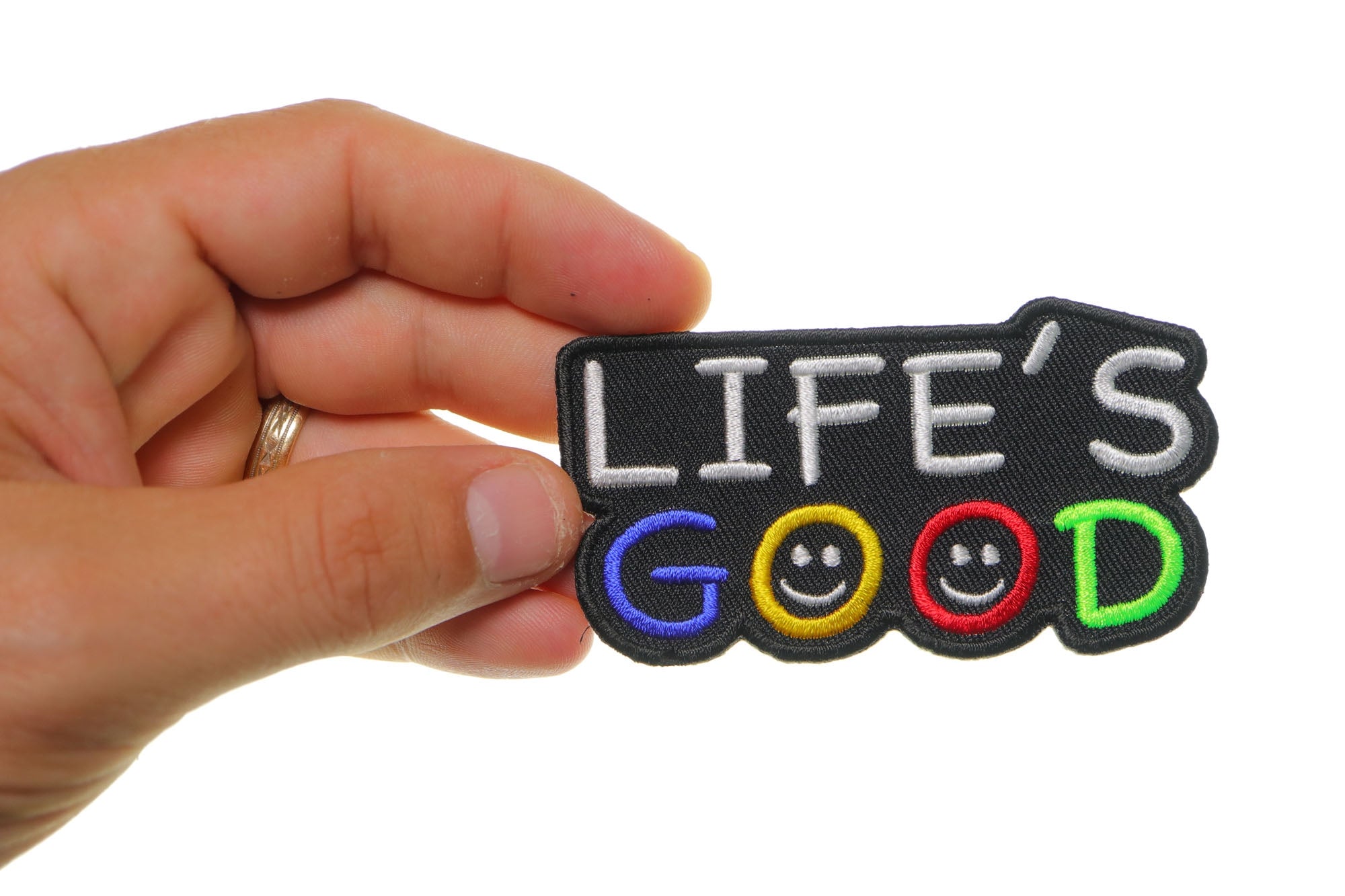 Patch, Embroidered Patch (Iron-On or Sew-On), Life Is Good Morale Patch, Positive Love Good Vibes Only, 3.5" x 1.5"