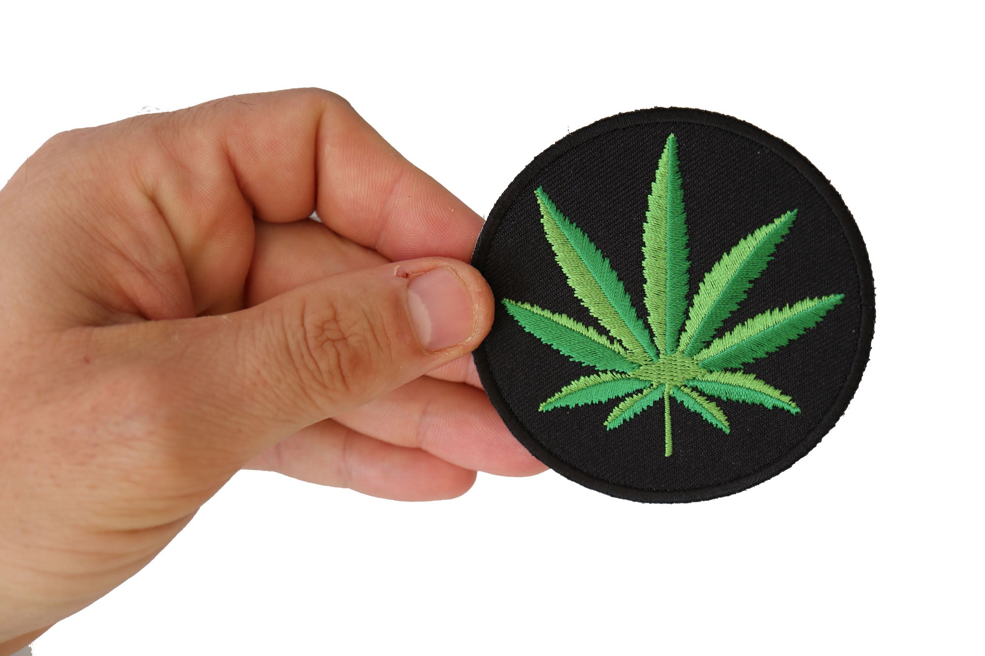 Patch, Embroidered Patch (Iron-On or Sew-On), Black And Green Cannabis Leaf Patch, Weed 420, 3" x 3"