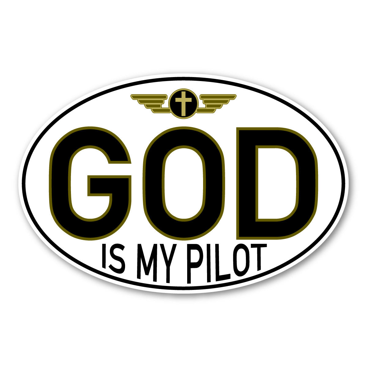 God Is My Pilot Oval Magnet, Magnetic Bumper Sticker, Faith, Jesus, Christian 6"x4"