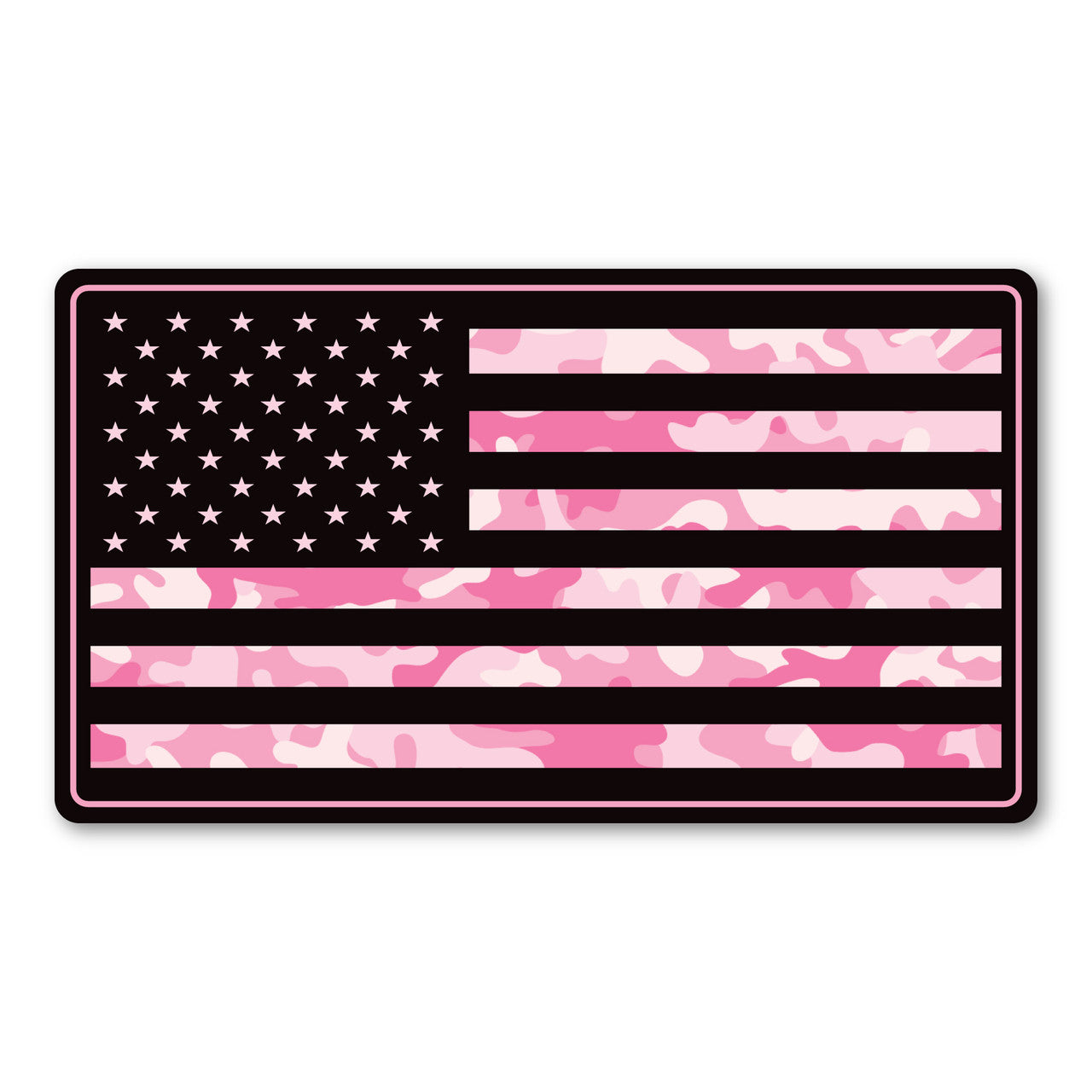 Bumper Magnet-Mini Pink Camo American Flag Magnet 4.3" x 2.5"