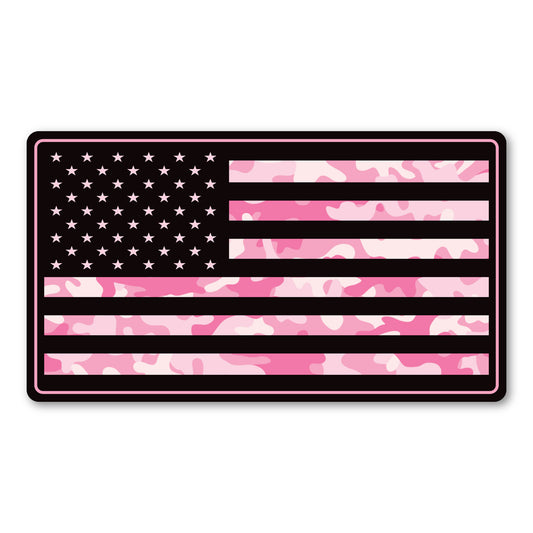 Bumper Magnet-Mini Pink Camo American Flag Magnet 4.3
