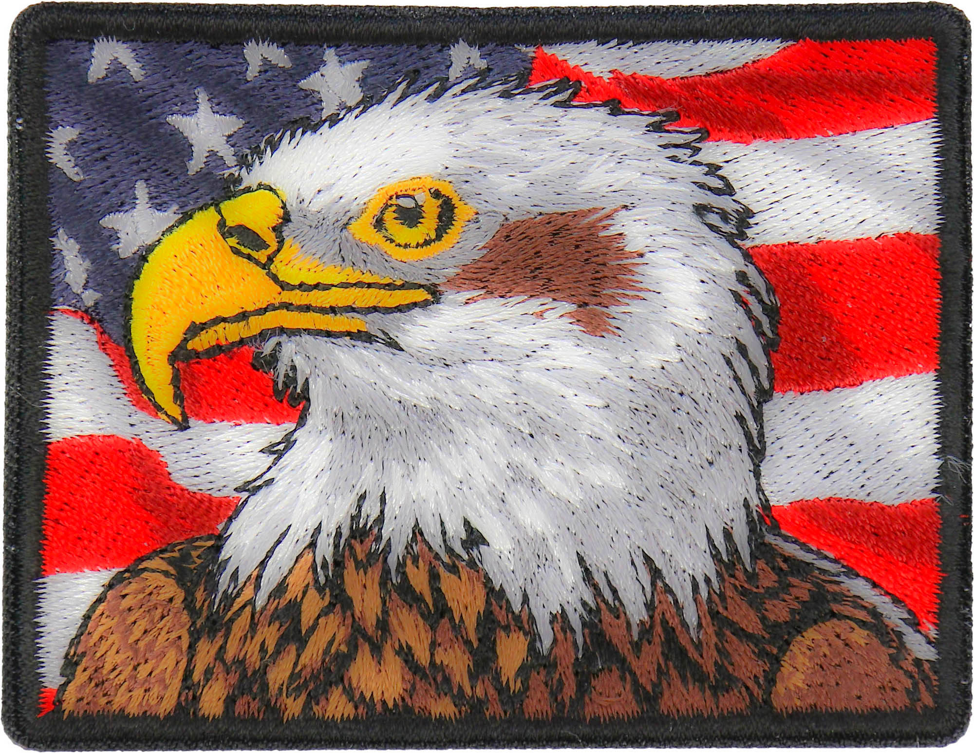 Patch, Embroidered Patch (Iron-On or Sew-On), Patriot Eagle Flag Patch, USA Pride Military Strong, Freedom America Bold United, 3" x 3"