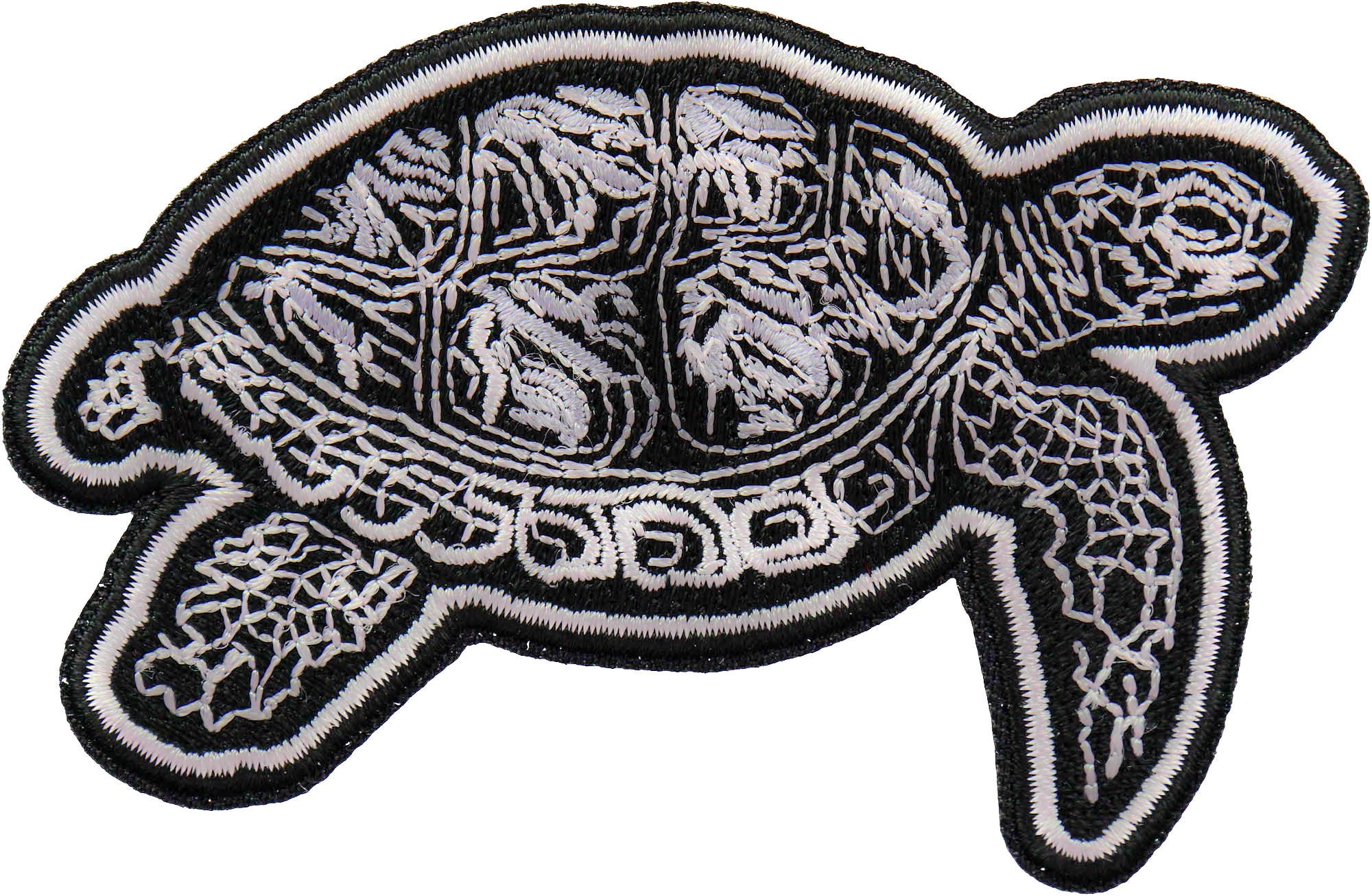 Patch, Embroidered Patch (Iron-On or Sew-On), Trible Turtle Patch, Ancient Sacred Ocean Guardian, Mystic, 3.5" x 2.75"