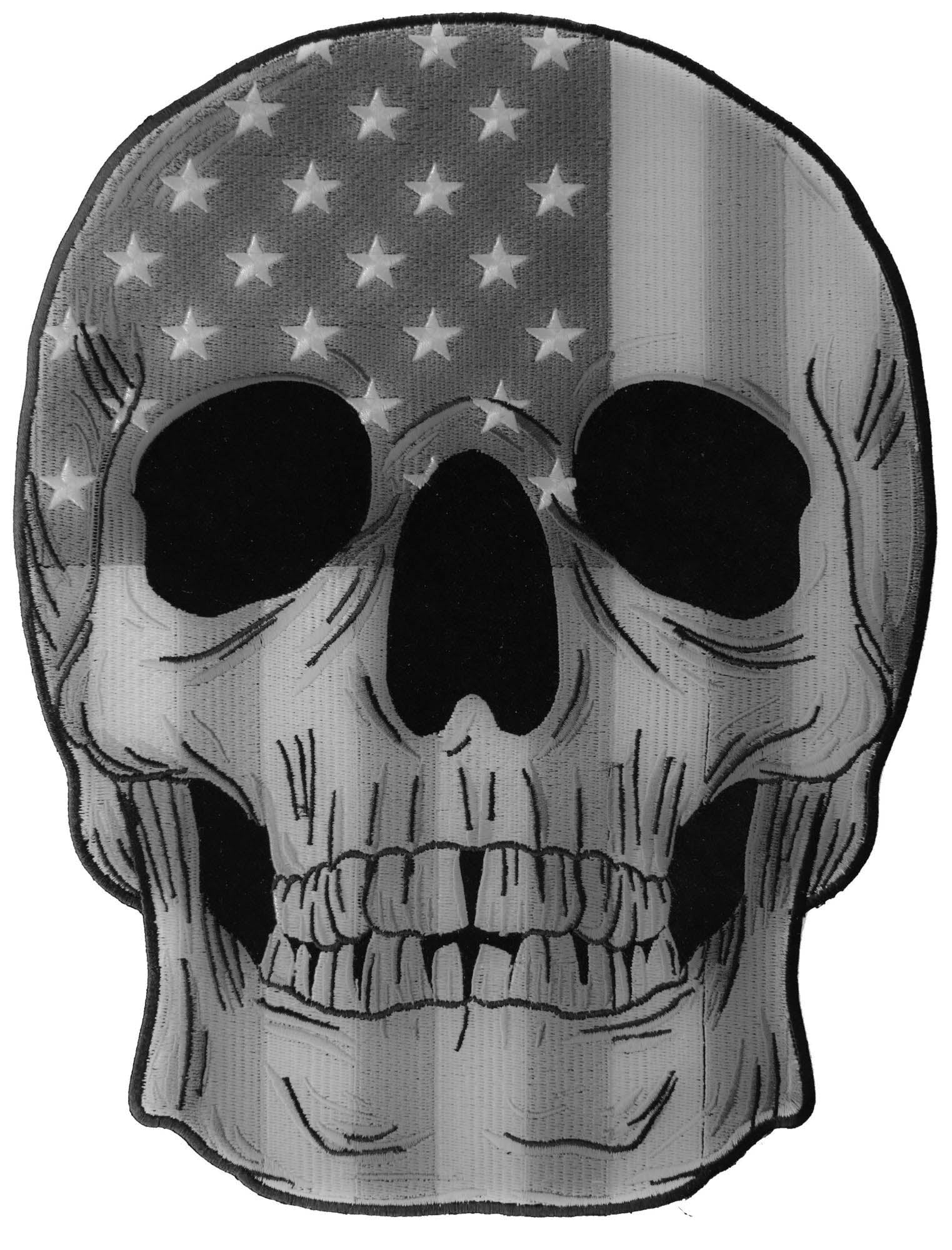 Back Patch (Iron-On/Sew-On) American Flag Skull Large Patch, Biker, Bike Life, Alpha 9.25"x12"