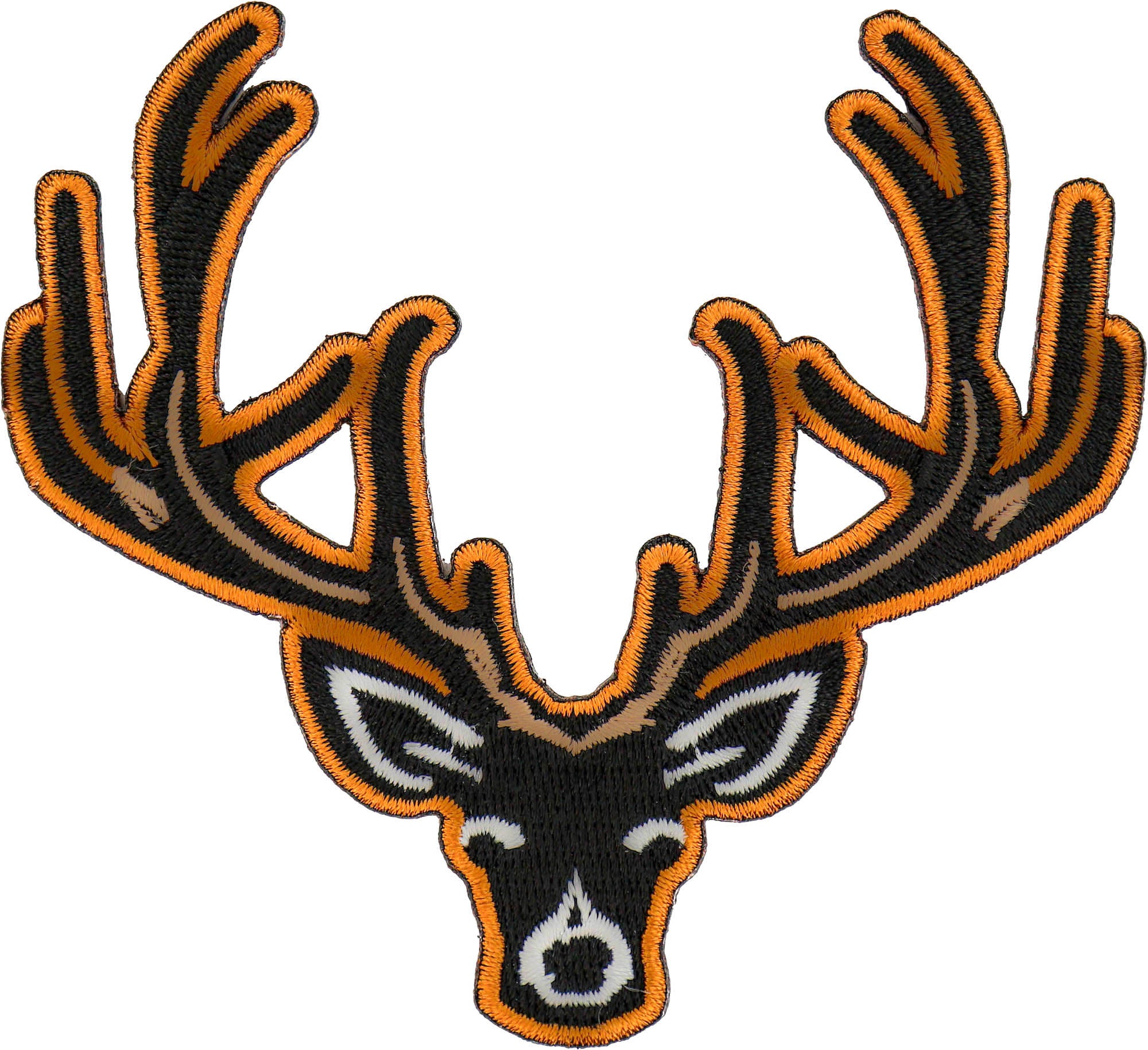 Patch, Embroidered Patch (Iron-On or Sew-On), Black and Brown Deer Head Patch, Hunter, Buck, 4" x 3.7"