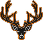 Patch, Embroidered Patch (Iron-On or Sew-On), Black and Brown Deer Head Patch, Hunter, Buck, 4" x 3.7"