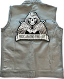 Large Back Patch, Embroidered Patch (Iron-On or Sew-On), Skull Reaper Fuck Around Find Out Large Back Patch, 11" x 11.3"