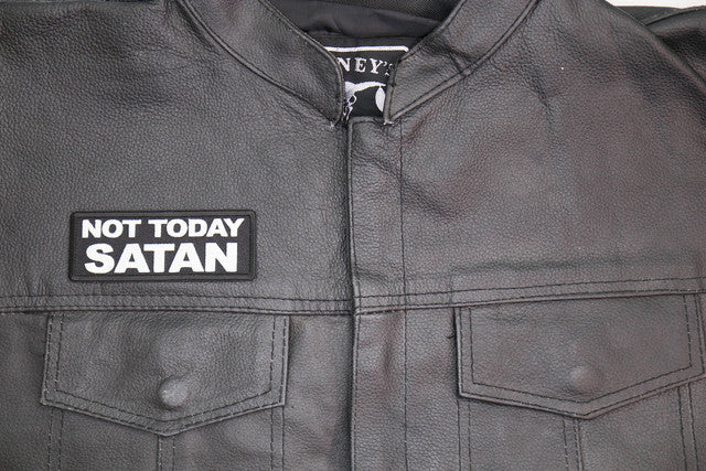 Patch, Embroidered Patch (Iron-On or Sew-On), Not Today Satan Patch, Good Light, Faith Over Fear, Victory Holy Devil Denied, 4" x 1.5"