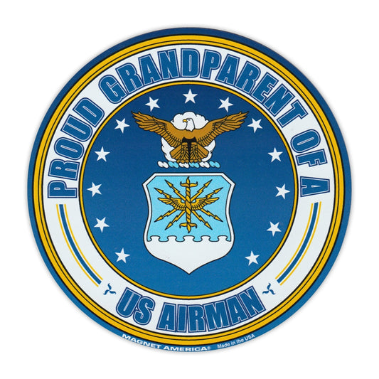Magnet, Round, Proud Grandparent of a US Airman, 5